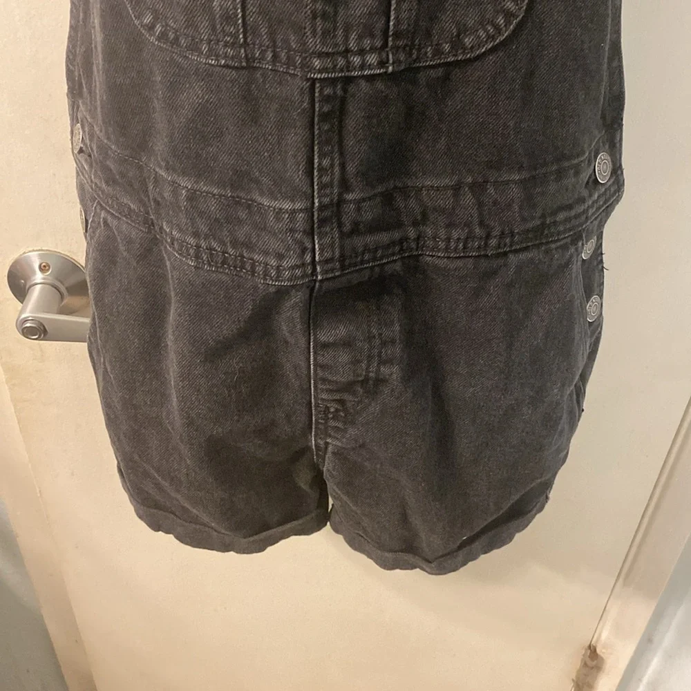 Old Navy Black Slouchy Non Stretch Denim Overalls Size S - Picture 6 of 11